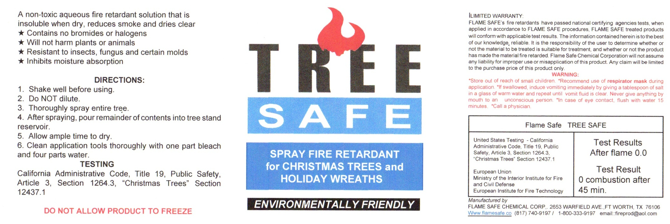 Fire retardant for Christmas Trees